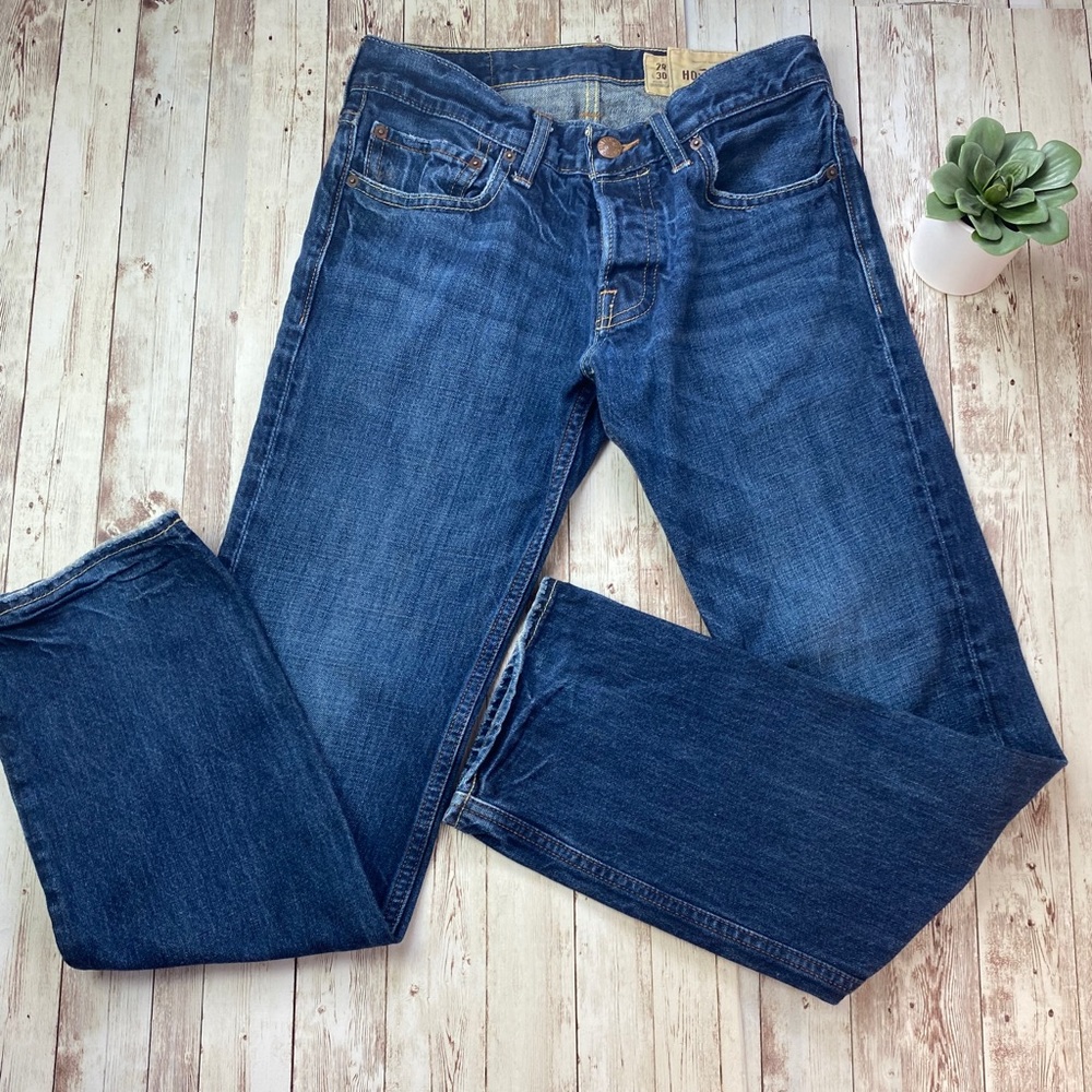 Hollister Y2K Slim Straight Epic Flex Men's Jeans Medium Blue Wash 29x30 - Picture 4 of 10
